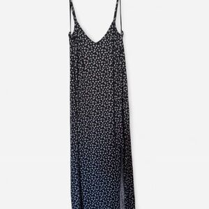 Z Supply Midnight Black Floral Midi Dress with Slit